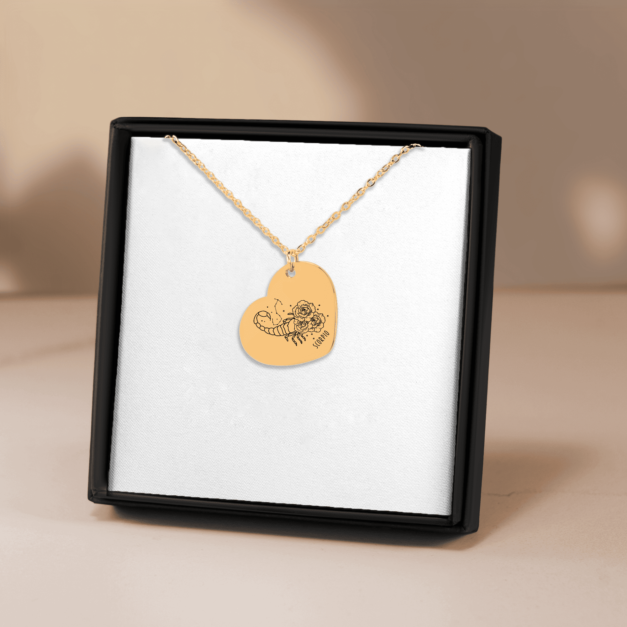 Scorpio Zodiac Sign Heart Necklace